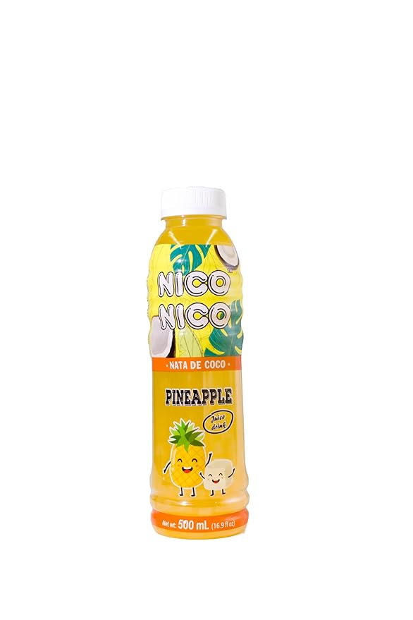 Niconico juice drink with nata de coco 30% fruit juice (16.9 floz 6 Pack) (6 Pineapple)