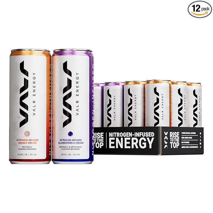 VALR Energy | Nitrogen-Infused Energy Drink | 175mg Natural Caffeine from Green Tea | Pre-Workout Performance with Amino Acids &amp Antioxidants | Gluten-Free &amp Vegan | (10.5 FL. OZ. ) (10.5 FL.