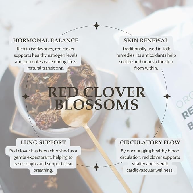 Organic Red Clover Blossoms 8 oz. (227g) USDA Certified Organic Red Clover Blossom Tea Whole
