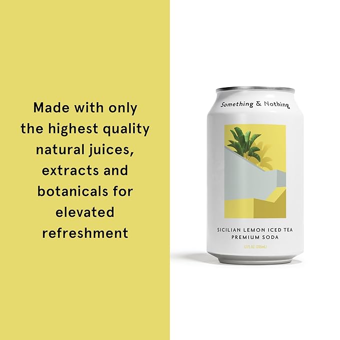 Something &amp Nothing Flavoured Sparkling Water - Lightly Carbonated Full Flavoured with Added Grape &amp Lemon Juice | Vegan &amp Low Calorie Soda with Rooibos| 355ml Cans Pack of 12 (Sicilian