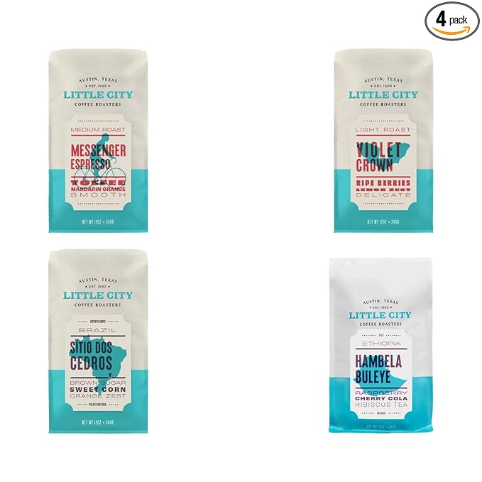 Bean Box Coffee Sampler - Roasted by Little City 4-Pack Whole Bean Coffee Gourmet Coffee