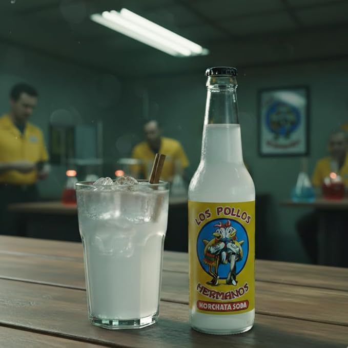 Rocket Fizz Breaking Bad Los Pollos Hermanos Horchata Soda Flavor | Cane Sugar | Craft Soda Pop Drinks | 12 oz in Glass Bottle (6 Pack)