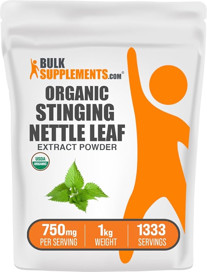 BulkSupplements.com Organic Stinging Nettle Extract Powder - Nettle Leaf Extract Herbal Supplement - Vegan &amp Gluten Free 750mg per Serving 1kg (2.2 lbs) (Pack of 1)