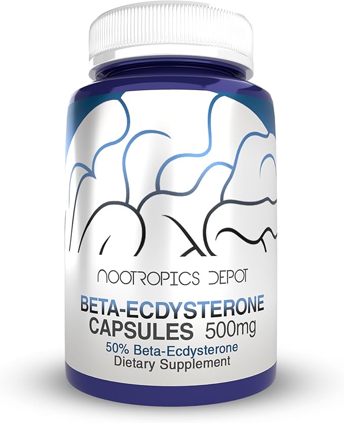 Nootropics Depot Beta Ecdysterone/20-Hydroxyecdysone 50% Tablets | 500mg | Cyanotis Arachnoidea Extract | Phytoecdysteroid | 30 Count