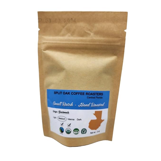 Split Oak Coffee Gift Set - 4 Medium Roast Coffees whole beans varieties: Peru Brazil Guatemala Ethiopia and 4 Assorted Delicious Chocolate Squares