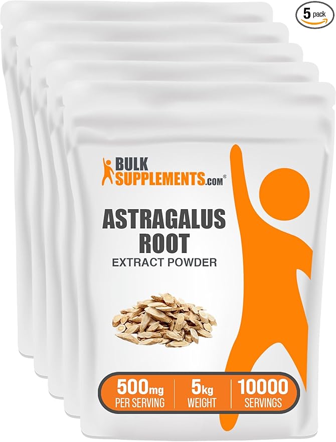 BulkSupplements.com Astragalus Extract Powder - from Astragalus Root Astragalus Supplement - Vegan &amp Gluten Free Astragalus Powder - 500mg per Serving 1kg (2.2 lbs) (Pack of 5)