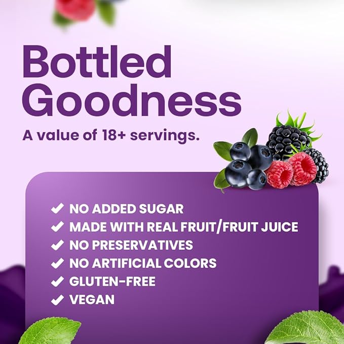 Dr. Smoothie 100% Crushed Acai Berry Blend – No Added Sugar Made with Real Fruits/Fruit Juice – Vegan No Artificial Colors or Flavors – Brazilian Acai Banana Berries &amp Pomegranate – 46 oz Bott