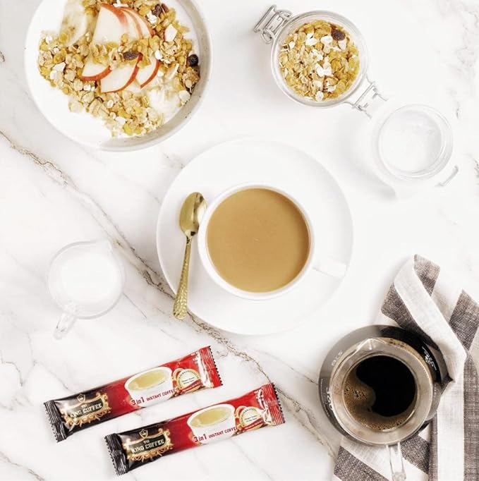 King Coffee Premium Instant Coffee - 3 in 1 Vietnamese Coffee Blend w/Creamer &amp Sugar - 88 Single Serve Instant Coffee Packets (1 Bag - 88 Sticks)