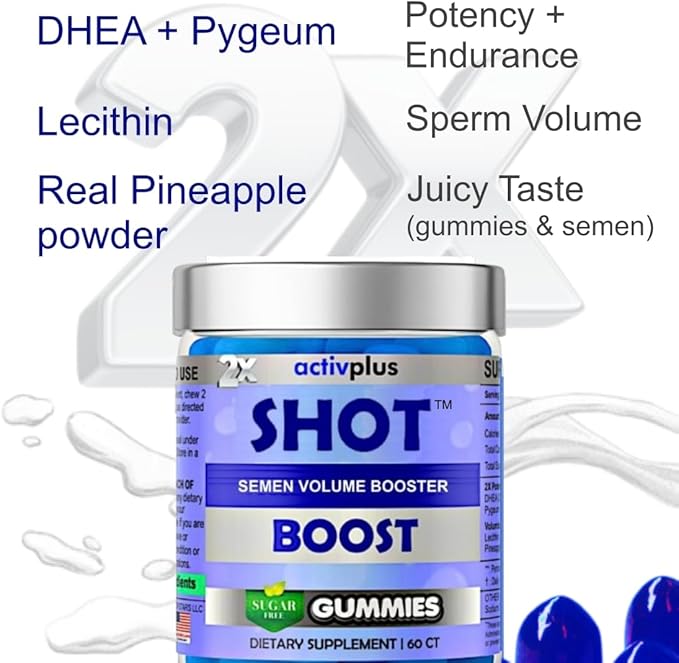 Semen Volume Booster Maximizer 2X Load - Male Fertility - Pineapple &amp Blueberry Sugar Free 60 Gummies