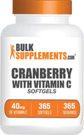 BulkSupplements.com Cranberry with Vitamin C Softgels - Antioxidants Supplement 40mg of Vitamin C - Gluten Free 1 Softgel per Serving 365 Count (Pack of 1)