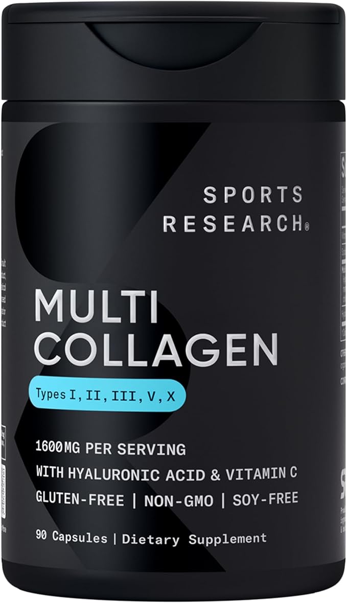 Sports Research® Healthy Hair Essentials - Biotin 10000mcg with Organic Coconut Oil Vitamin B7 for Healthy Skin and Hair Support + Multi Collagen Pills Peptides with Hyaluronic Acid &amp Vitamin C