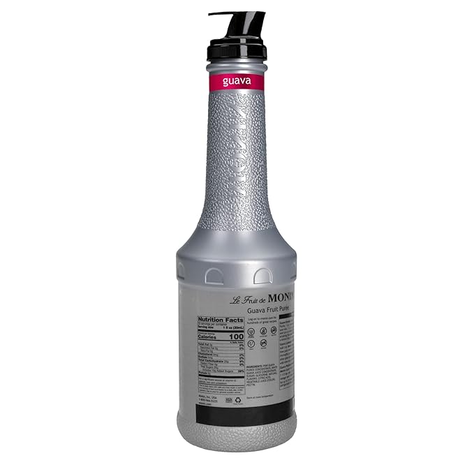 Monin - Guava Fruit Purée Juicy Guava Taste Perfect for Lemonades Teas Cocktails Mocktails Culinary Dishes &amp More Vegan Non-GMO Gluten-Free (1 Liter)