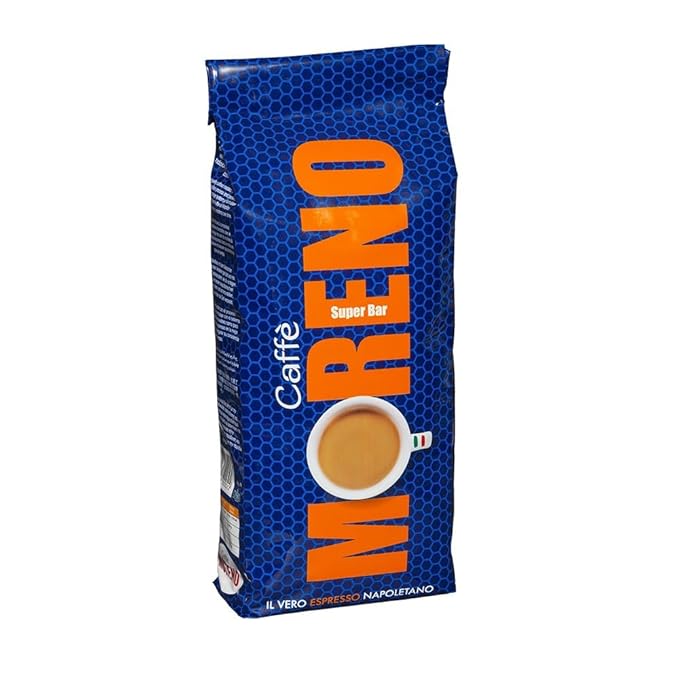 Super Bar roast CAFFE MORENO USA Premium Roast Espresso coffee whole beans 2.2 pounds - 1 Kg. Made in Italy Il Vero Espresso Napoletano.