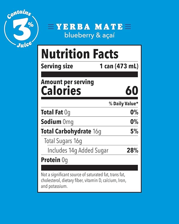 Babe Organic Yerba Mate Energy Drinks | 150mg Plant-Based Caffeine | Natural Yerba Mate Tea with No Crash No Jitters - Blueberry Açaí (12 x 16oz Cans)