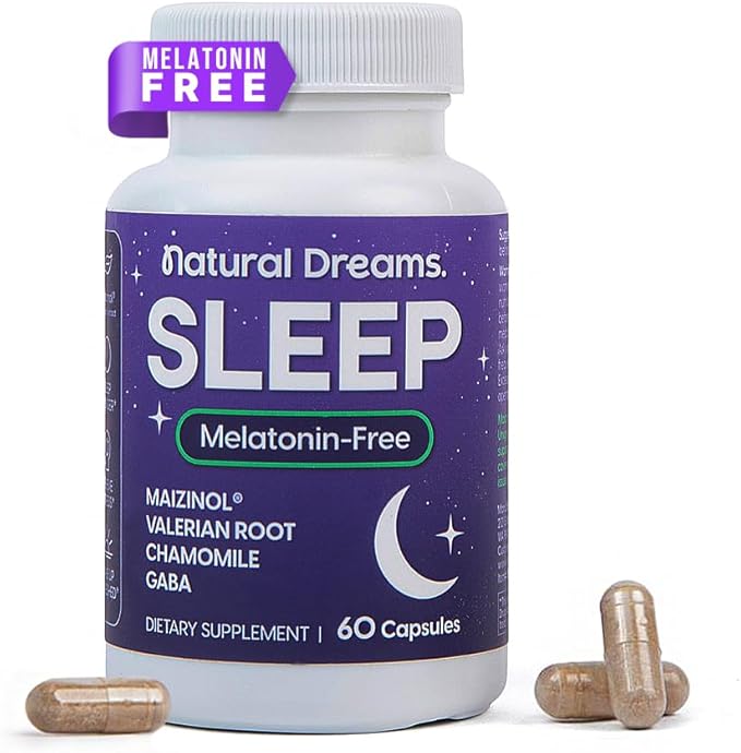 Univera Natural Dreams Melatonin-Free Gentle Sleep Support Natural Sleep Maizinol Valerian Root Chamomile Flower GABA Magnesium - 60 Capsules