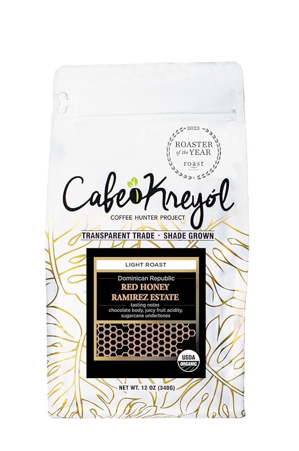 Cafe Kreyol - Organic Red Honey Ramirez Estate Microlot Coffee | 12 oz - Light Roast Whole Bean Coffee - USDA Certified Organic