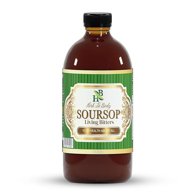 Herb To Body Soursop Bitter Liquid – 16 oz Digestive Bitters made with Wildcrafted Soursop Leaves for Gut Wellness