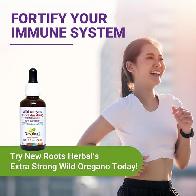 NEW ROOTS HERBAL Wild Oregano Oil Drops | Extra Strong with 93% Carvacrol (1 fl oz) | 547 Servings Highest Concentration Oil of Oregano Extract | Non GMO Vegan Gluten Free