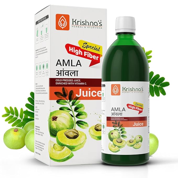 Krishna's Special Amla High Fiber Juice - 1000 ml | Fresh cold pressed Amla Juice | Helps Boosts Skin and Hair Health | Helps Detox | Rich in Vitamin C | Natural Immunity Booster