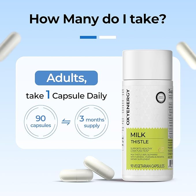 OxyEnergy Silymarin Milk Thistle 300mg Extract with Vitamin C Inositol &amp Pueraria Liver Detox &amp Repair Support Antioxidant Support90 CapsulesPack of 2