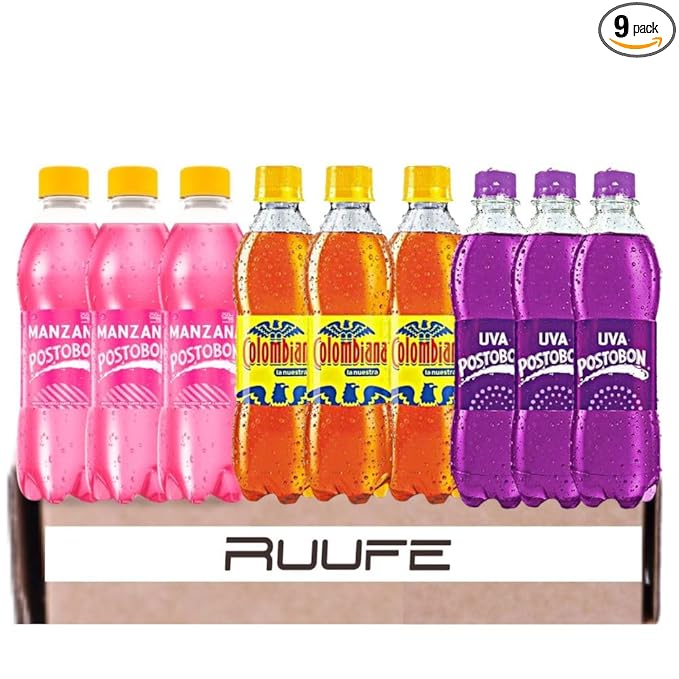 Colombian Sodas (9 pack) Mix Gaseosa postobon colombiana gaseosa uva postobon gaseosa manzana postobon Grape soda Apple Soda and Colombiana Soda
