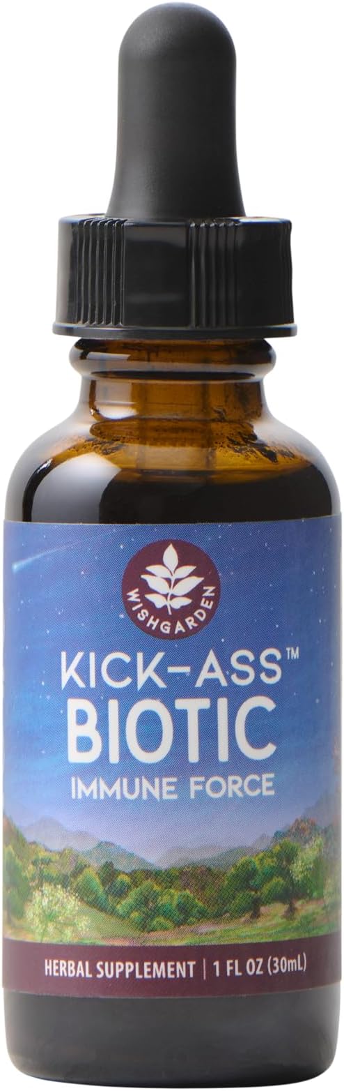 WishGarden Herbs Kick-Ass Biotic Immune Hero - Plant-Based Herbal Biotic Formula with Usnea Lichen Hops Echinacea &amp Goldenseal Supports Healthy Immune Respiratory &amp Lymph System Function