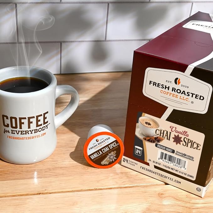 Fresh Roasted Coffee Vanilla Chai Spice Flavored Coffee Pods K-Cup Compatible 24 Count