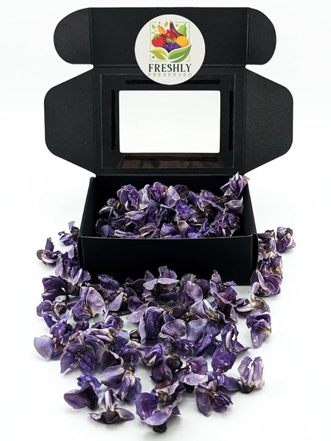 Edible Flower Freshly Preserved Freeze-dried Bean Flower | 0.2 oz Dried Edible Flowers | Edible Purple Flowers for Cakes | Edible Flowers for Cocktails | Edible Flower Garnish | Freeze Dried Flower