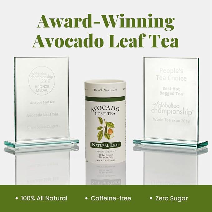 Avocado Leaf Tea Natural Leaf - 2 Pack - Caffeine-free Healthy Herbal Tea | Immune Support | Cold Brew or Hot Tea-30 Tea Bags | 60 Servings (Gluten Free &amp Non-GMO)