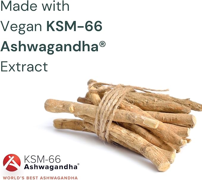 Natgrown Ashwagandha KSM 66 Supplement 600 mg - Stress Mood &amp Athletic Support - Organic KSM66 Root Extract with 5% Withanolides - Vegan Capsules - 60 Count