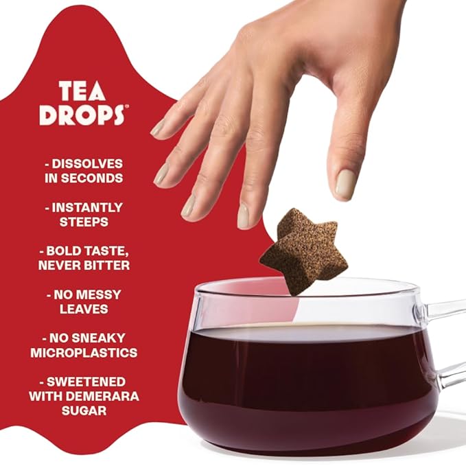 Tea Drops 30 Bulk Pack Organic Spiced Chai Bagless Tea - Loose Leaf Lightly Sweetened On-The-Go. Plastic-Free - Iced or Hot Tea