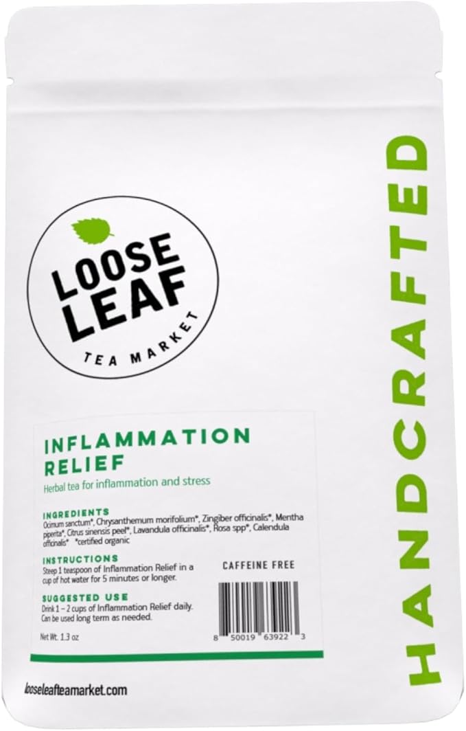LOOSE LEAF Inflammation Relief Herbal Tea Soothing Caffeine Free Organic Tea Blend for Stress and Inflammation