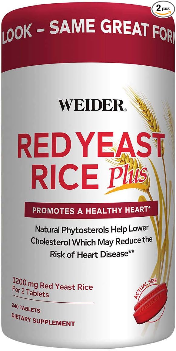 Weider Red Yeast Rice Plus 2-Pack with Phytosterols 1200 mg per 2 Tablets (240 Tablets X 2)