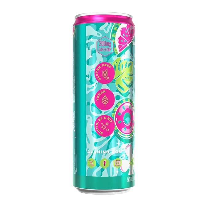 New Alani Energy Drinks Strawberry Sunrise Watermelon Wave Cherry Slush Flavors Variety Pack Sugar-Free Low-Calorie Energy Boost Drink 12 fl oz (Pack of 6)