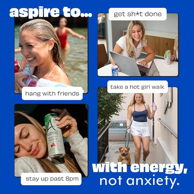ASPIRE® Mixed Berry Healthy Energy Drink 80mg Natural Caffeine Zero Sugar No Carbs Keto Friendly 12 Pack Green Tea Sugar Free Drink Low Caffeine Zero Calorie