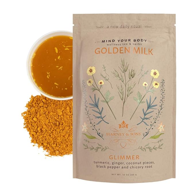 Harney &amp Sons Golden Milk Powder| Wellness Blend with Turmeric Ginger Coconut &amp Spices 10 Oz Bag