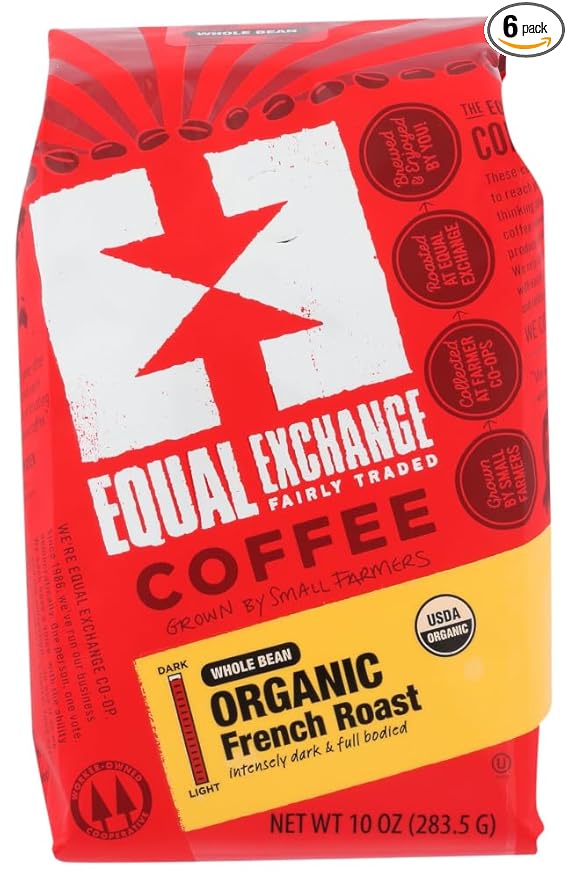 Equal Exchange Organic Coffee Whole Bean French Roast 10 Oz (Pack of 6)
