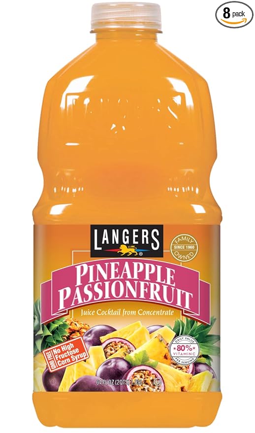 Langers Pineapple Passionfruit Juice Cocktail 64 Fl Oz (Pack of 8)