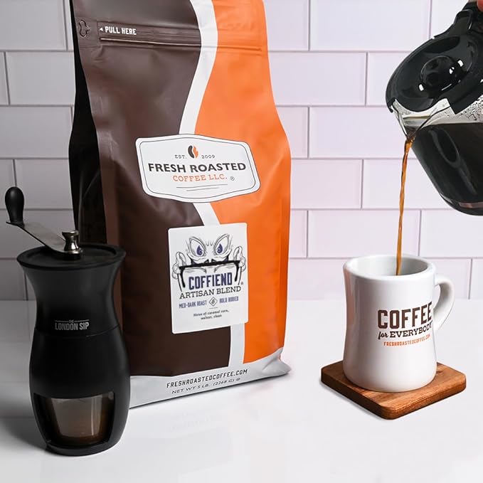Fresh Roasted Coffee Coffiend 5 lb (80 oz) Med-Dark Roast Kosher Whole Bean