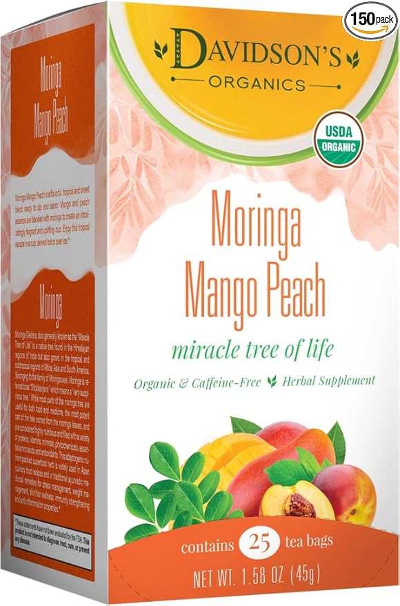 Davidson's Organics Moringa Mango Peach 25-count Tea Bags Pack of 6