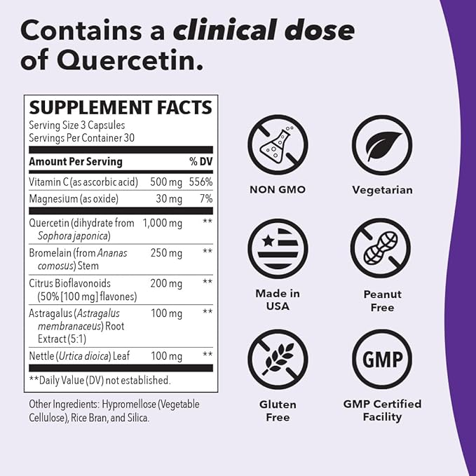Breathe-X - Allergy &amp Sinus Relief Supplement - Supports Sinuses &amp Nasal Discomfort - Non-Drowsy &amp Fast-Acting - Quercetin Bromelain Citrus Bioflavonoids Nettle Leaf &amp Vitamin C - 9
