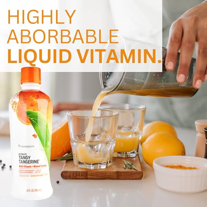 Youngevity Majestic Earth - Ultimate Tangy Tangerine 32 FL Oz – Gluten-Free Liquid Multivitamins for Men Women &amp Daily Immune Support for Kids – Boost Complete Nutritional Drink for Health Ener