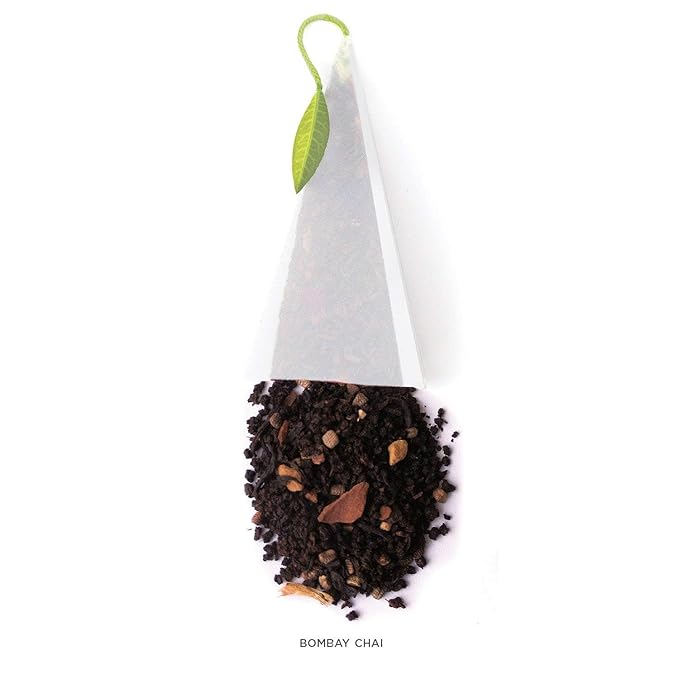 Tea Forte Bombay Chai Premium Caffeinated Black Tea Blend Event Box Bulk Pack 40 Count 10 per tray Individually Wrapped Handcrafted Pyramid Infusers