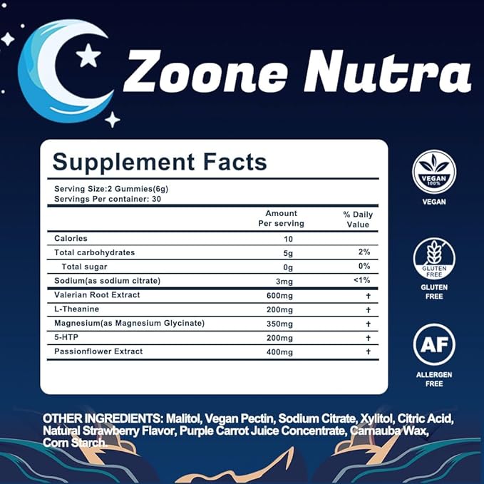 Sleep Gummies for Adults – Melatonin Free Gummies with 5-HTP L-Theanine Magnesium &amp Valerian Root – Vegan Halal Sugar &amp Gluten Free – Sweet Strawberry 60 Count