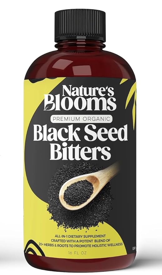 Nature's Blooms: Black Seed Bitters Natural Supplement for Health and Wellness|Super Antioxidant for Immune Support Joints Digestion Hair &amp Skin|16 oz