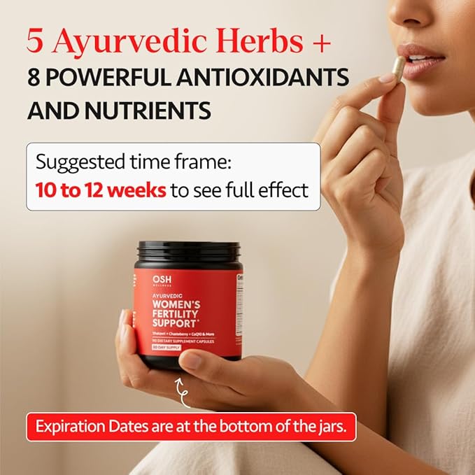 Freshly Moms Ayurvedic Fertility Supplements for Women | Support Ovulation | Conception for Women | Egg Quality | Maca Root Vitex &amp Vitamins | Vegan | 90 Capsules - OSH Wellness