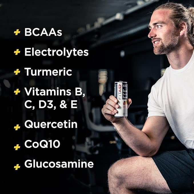 LIFEAID FITAID Post Workout Recovery Drink Strawberry Lemonade BCAAs Glucosamine Electrolytes Quercetin Paleo Vegan &amp Gluten-Free 40 Calories 12 Fl Oz (Pack of 24)