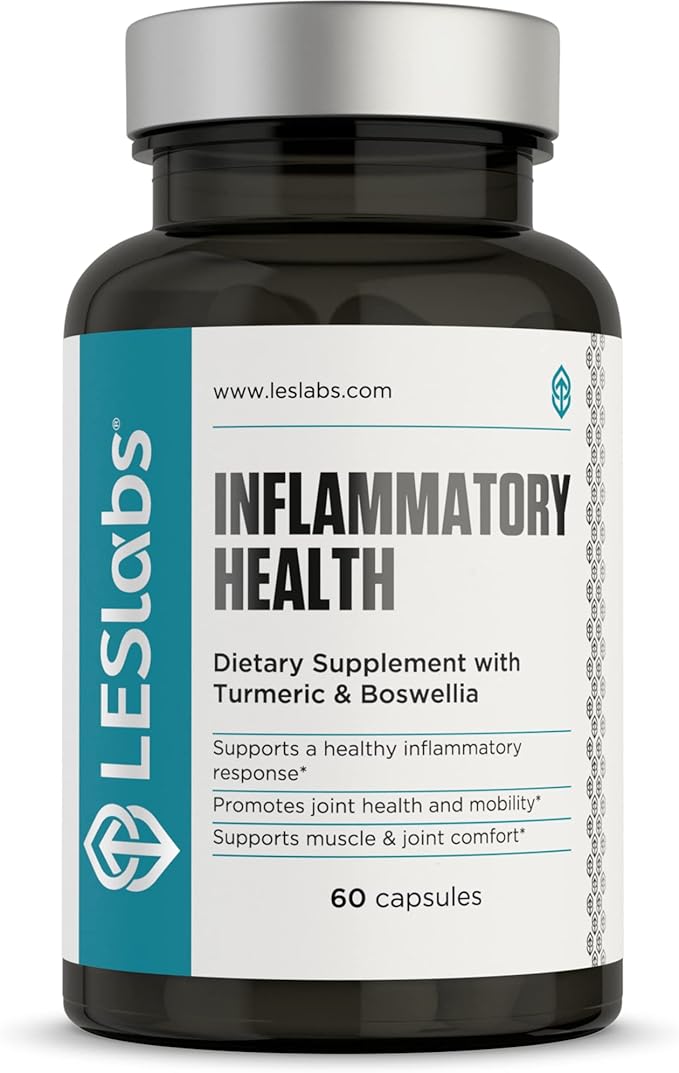 LES Labs Inflammatory Health – Joint Support Muscle Function &amp Relaxation Mobility– Turmeric Boswellia Quercetin Ginger &amp CoQ10 – Non-GMO Supplement – 60 Capsules