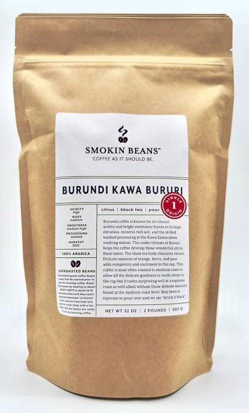2-Pound Burundi Unroasted Green Arabica Coffee Beans Fresh Current Crop Specialty Grade Roast the Beans Yourself at Home on Your Roasting Equipment Prior to Using for Brewing Coffee