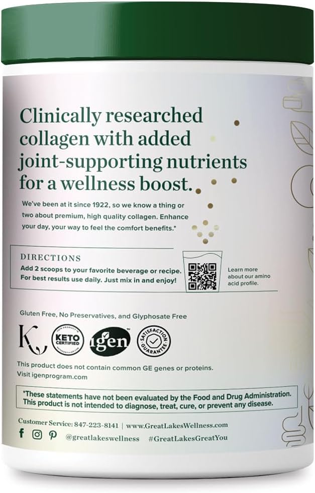 Great Lakes Wellness Movement Boost Advanced Collagen Peptides Powder with MSM Hyaluronic Acid Vitamin C - Joint Mobility &amp Comfort - Caramel Flavored - Non-GMO Keto Kosher - 8 oz